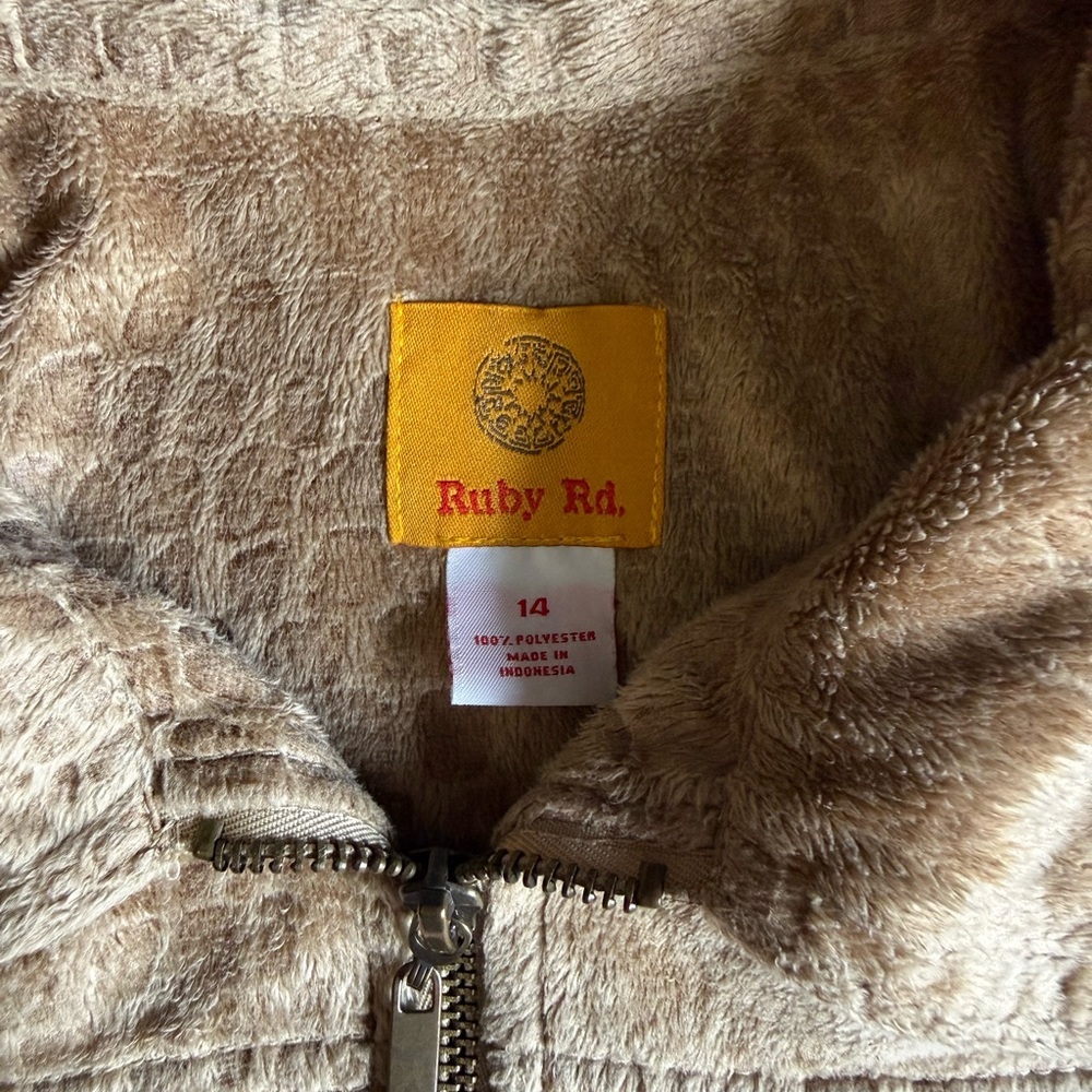 Ruby Rd. Plush Tan Zip-Up Jacket - Picture 4 of 8